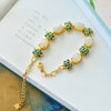Lotus Jade Bracelet with Gold-Tone Enamel Links