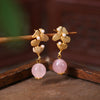 Enamel and Natural Crystal Drop Earrings, Chinese Style