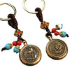 Chinese Zodiac Brass Keychain with Eight Guardian Buddhas