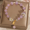 Crystal Flower Heart Bracelet with Amethyst and Rose Quartz