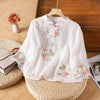Embroidered Cotton Linen Chinese Frog-Button Shirt
