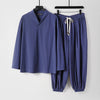 Men's Meditation Cloth Linen Set Long Sleeve T-shirt Pants