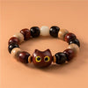 Cat Charm Wood Bracelet with Mammoth Tooth Bead