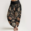 Women's Cotton Harem Pants with Elastic Waist and Floral Print