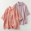 Women's Half Sleeve Shirt Cotton Linen Button Down Top