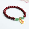 Cinnabar Rose Bracelet with Gold-Tone Accents