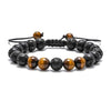 Tiger Eye and Lava Rock Bracelet, Handmade Adjustable Stone Bead