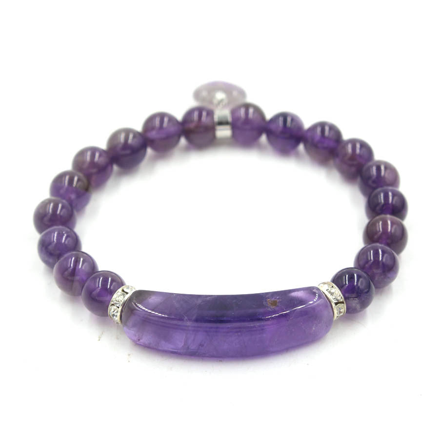 Quartz Love Heart Beads Bracelet with Gemstone Pendant