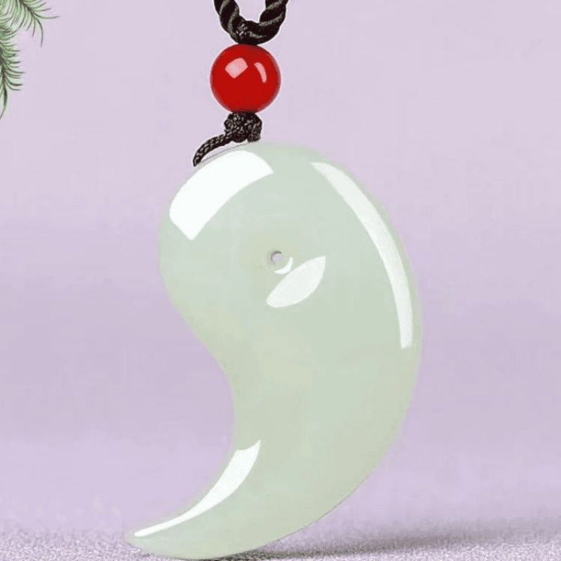 Hetian Jade Yin Yang Pendant Necklace, White or Green