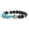 Hamsa Hand Lava Rock Bracelet with Natural Stone Beads