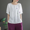 Women's Vintage Embroidered Flower Cotton T-Shirt