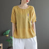 Women's Vintage Embroidered Flower Cotton T-Shirt