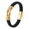 Braided Leather Bracelet with Infinity Knot Clasp