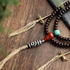 Bodhi Seed Mala Bracelet with Dzi Bead and Vajra Charms
