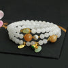 Multi-layer White and Yellow Jade Bracelet with Gourd Charm