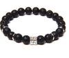 Stone Bead Bracelet with Swastika Charm