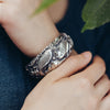 Koi Fish Lotus Luck Wealth Bracelet Bangle Silver Tone Cuff