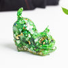 Resin Cat Figurine with Crystal Gravel, Desk Decor