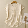 Women's Sleeveless Shirts Summer Cotton Linen Button-Up V-Neck Tank Top