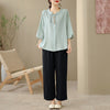 Embroidered Cotton Linen Top and Pants Set