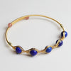 Gold-Tone Wire Wrapped Gemstone Bead Bangle Bracelet