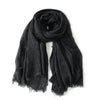 Men's Viscose Scarf with Frayed Edges and Striped Detail