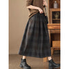 Women's Winter Plaid Pattern Thermal 7-8 Length Skirt With Pockets