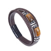 Tiger Eye Power Magnetic Buckle Multilayered Leather Bracelet