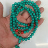 Turquoise 108 Bead Mala Bracelet with Red Accents