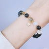 Silver Sheen Obsidian Bracelet with Heart, Star or Flower Charm