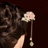 Floral Wood Hairpin with Tassel, Traditional Chinese Style