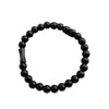 Bamboo and Black Stone Bracelet, Natural Lapis Lazuli Charm