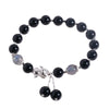 Natural Obsidian Moonstone Pixiu Bracelet with Silver Charm