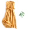 Pleated Midi Dress with Tie Waist and Soft Fabric