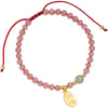 Strawberry Quartz or Garnet Bracelet with Fu Charm
