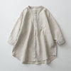Solid Color Button Three Quarter Sleeve Shirt