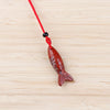 Carved Fish Stone Pendant Necklace, Natural Gemstone Charm