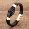 Stone Ring Leather Bracelet with Magnetic Clasp