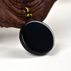 Natural Black Obsidian Round Pendant Necklace