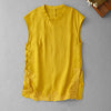 Women's Linen Vest with Lace Trim and Frog Buttons
