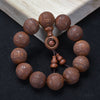 Wood Bead Bracelet with Engraved Charms and Tassel