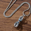 Copper Vajra Pendant Necklace with Blue Enamel Detail