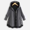 Women's Hooded Coat with Pockets, Long Sleeve Mid-length Jacket
