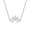 Stainless Steel Lotus Pendant Necklace in Gold or Silver Tone