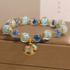 Blue Agate Bracelet with Rocking Horse Charm and Glow Glass Beads