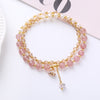 Natural Amethyst Aquamarine Strawberry Quartz Pearl Peace Double Wrap Bracelet