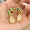 Butterfly Drop Earrings with Faux Jade and Red Accents