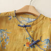 Women's Sleeveless Shirts Summer Tang Style Vintage Frog Button Orchid Floral Tank Top