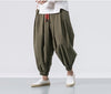 Men's Linen Harem Pants With Drawstring Waist And Pockets