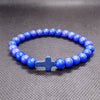 Cross Charm Beaded Bracelet with Stone or Lava Rock